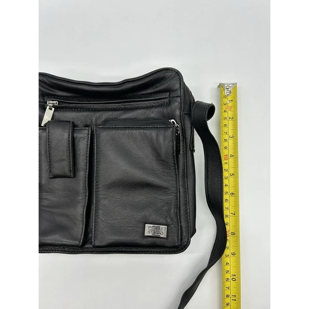 Pelle Studio Wilsons Black Leather Crossbody Bag Organizer Messenger Travel